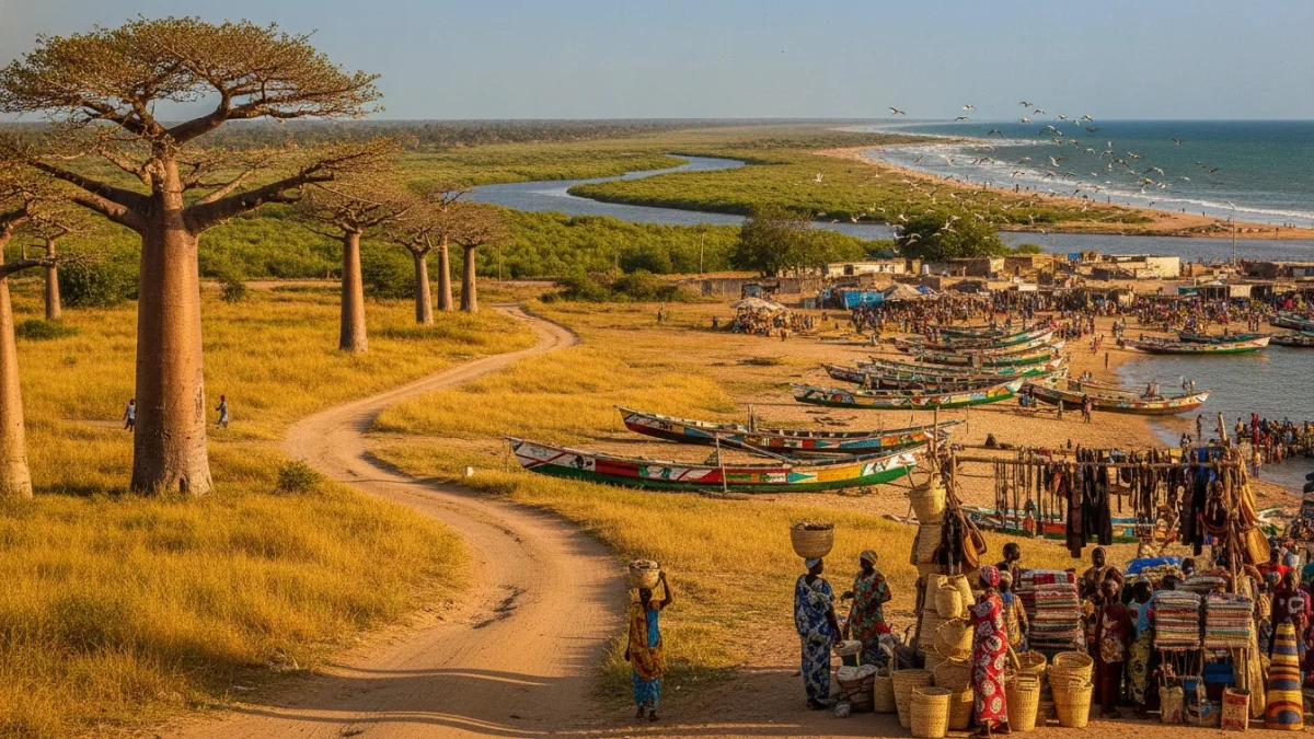 Village de pêcheurs sur l'île de Ngor face à l'océan Atlantique à Dakar Sénégal